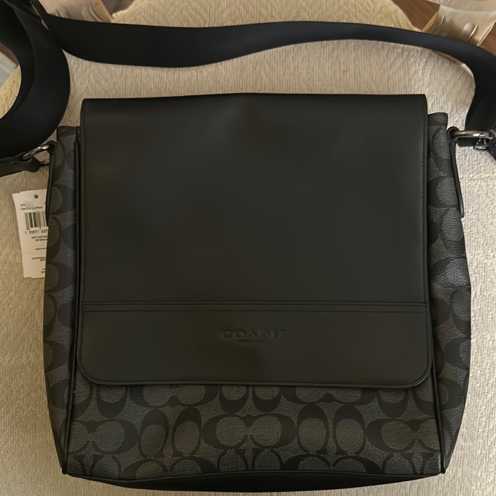 Gray and black Coach Satchel